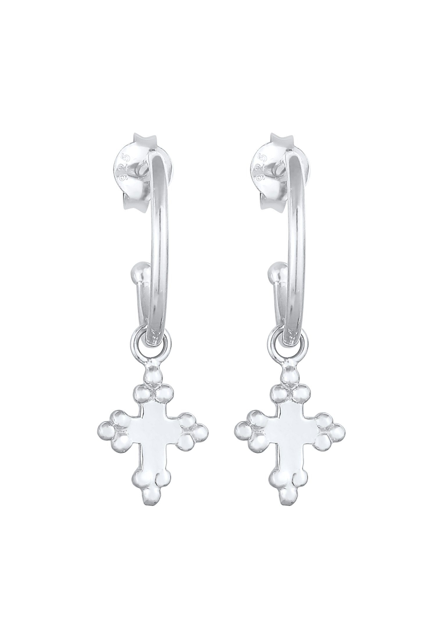Kreuz Paar Kreuz Religion Creolen Vintage Silber, Elli 925 Creolen
