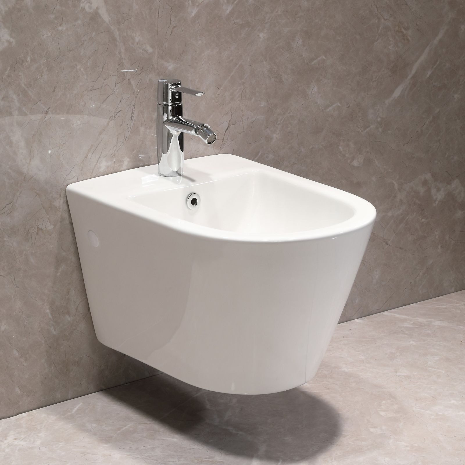 HOROW Bidet Wand Bidet Keramik Bidet Hänge-Bidet WC-Bidet, wandhängend, Keramikschüssel für Intimdusche Podusche Waagerecht Abgang, Keramikschüssel für Intimdusche Podusche