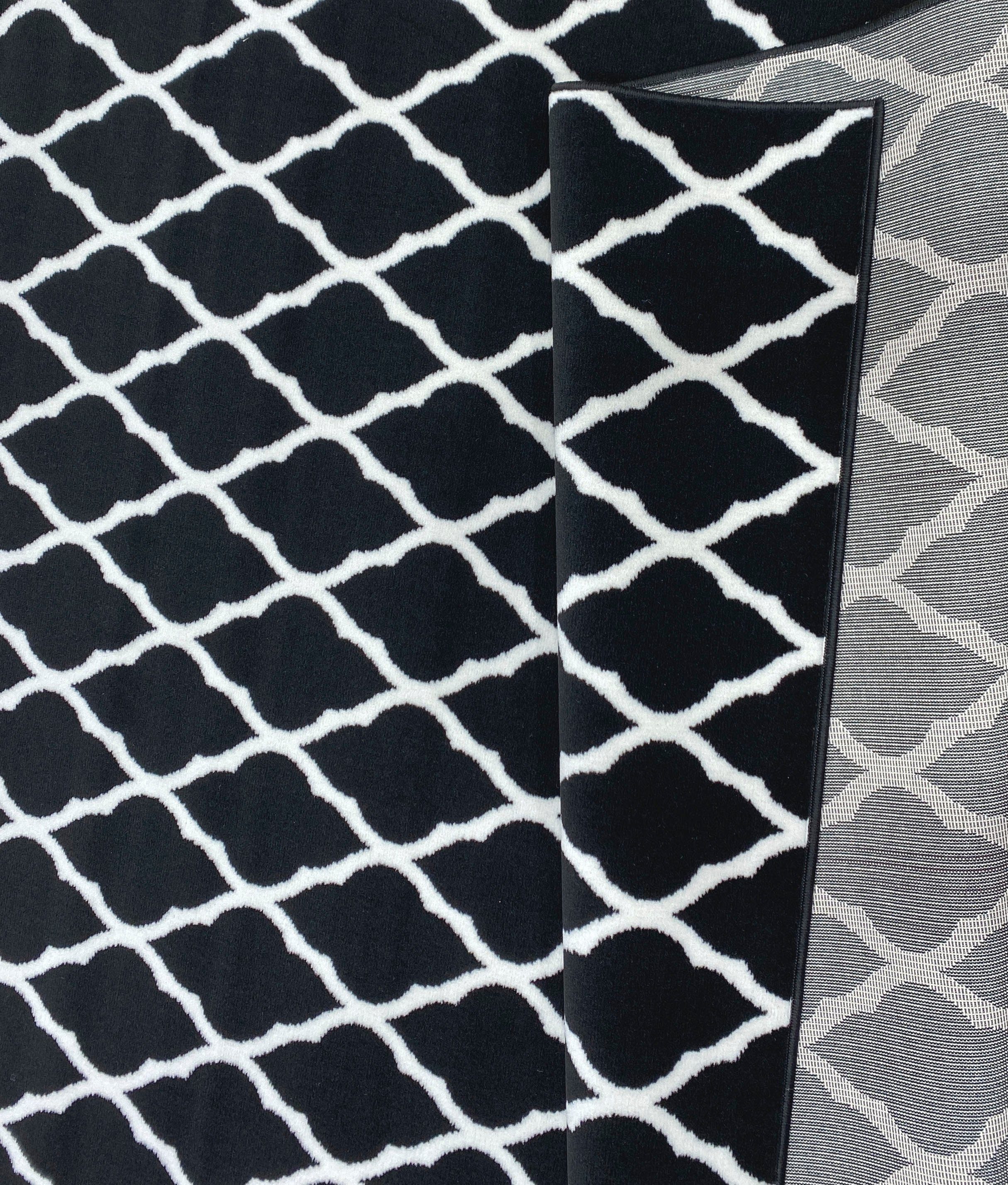 Höhe: Rauten-Design, modern, grafisches Kurzflor-Teppich mm, Elliota, Leonique, Teppich rechteckig, 7 schwarz