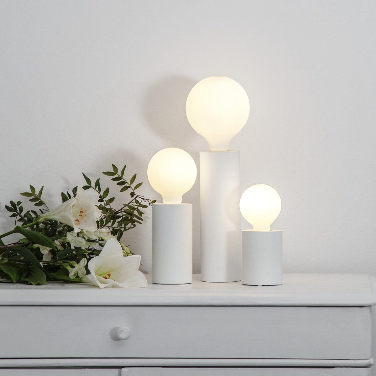 STAR TRADING Tischleuchte Lampenhalterung Tischleuchte E27 Fassung 25cm stehend Schalter Holz