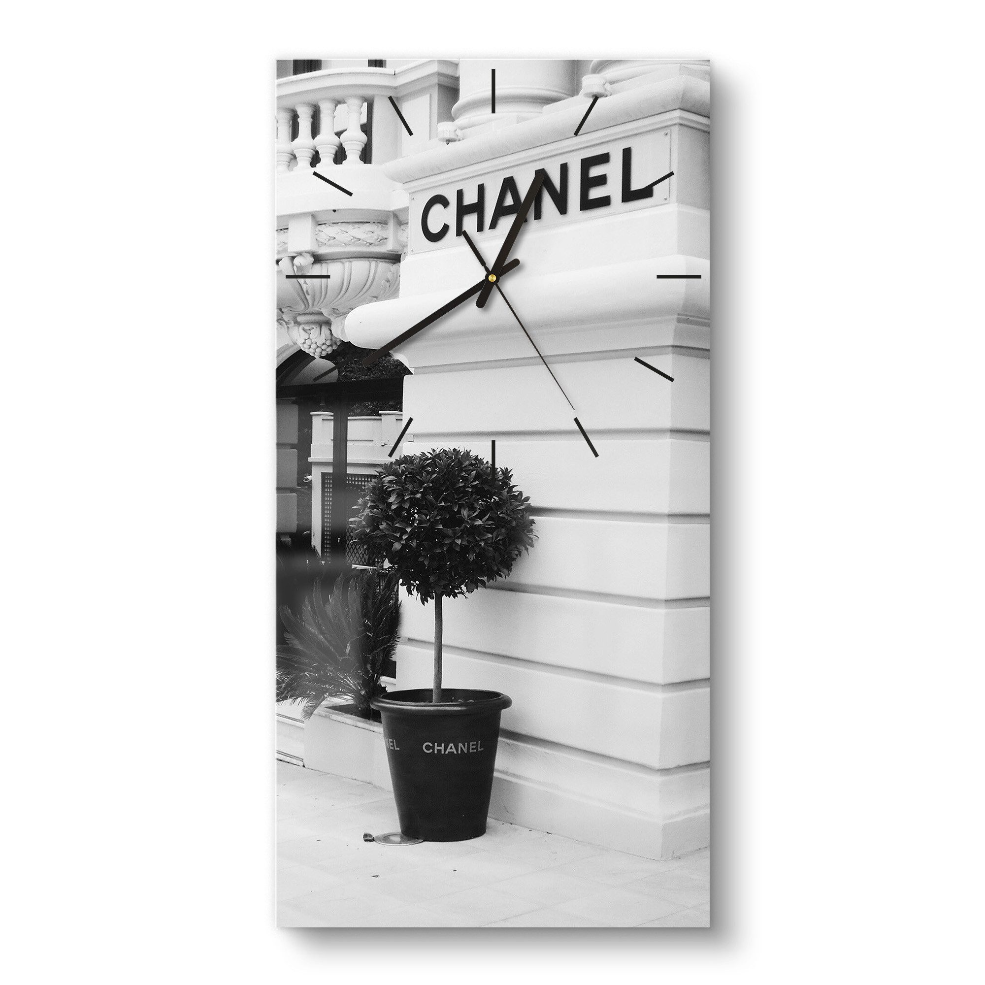 DEQORI Wanduhr 'Chanel Eleganz' (Glas Glasuhr modern Wand Uhr Design Küchenuhr)