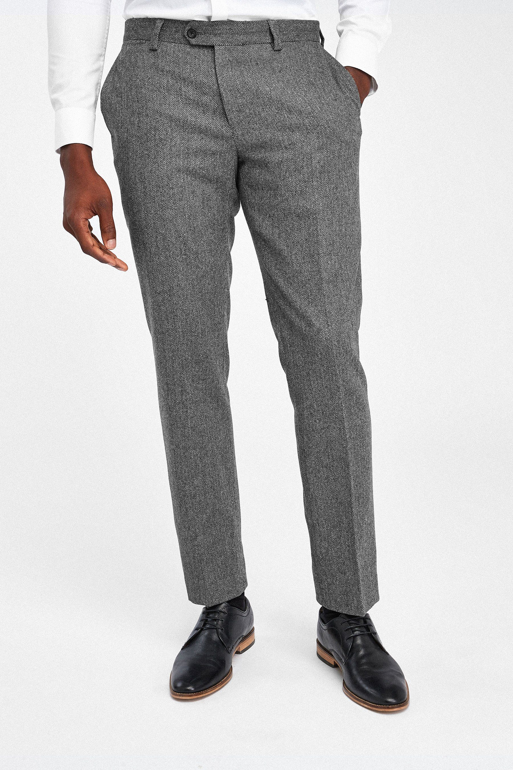 Herren Hosen Next Anzughose Herringbone Suit: Trousers-Tailored Fit