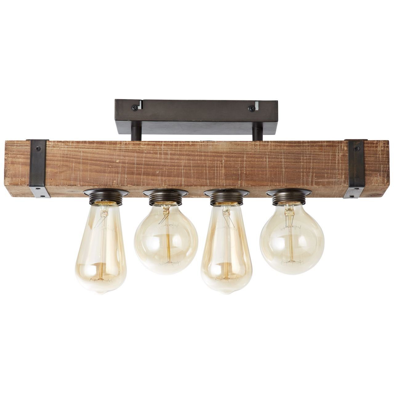 Deckenleuchte E27, antik/schwarz Woodhill, 4x Woodhill g. 30W, Brilliant Lampe 4flg A60, Deckenleuchte