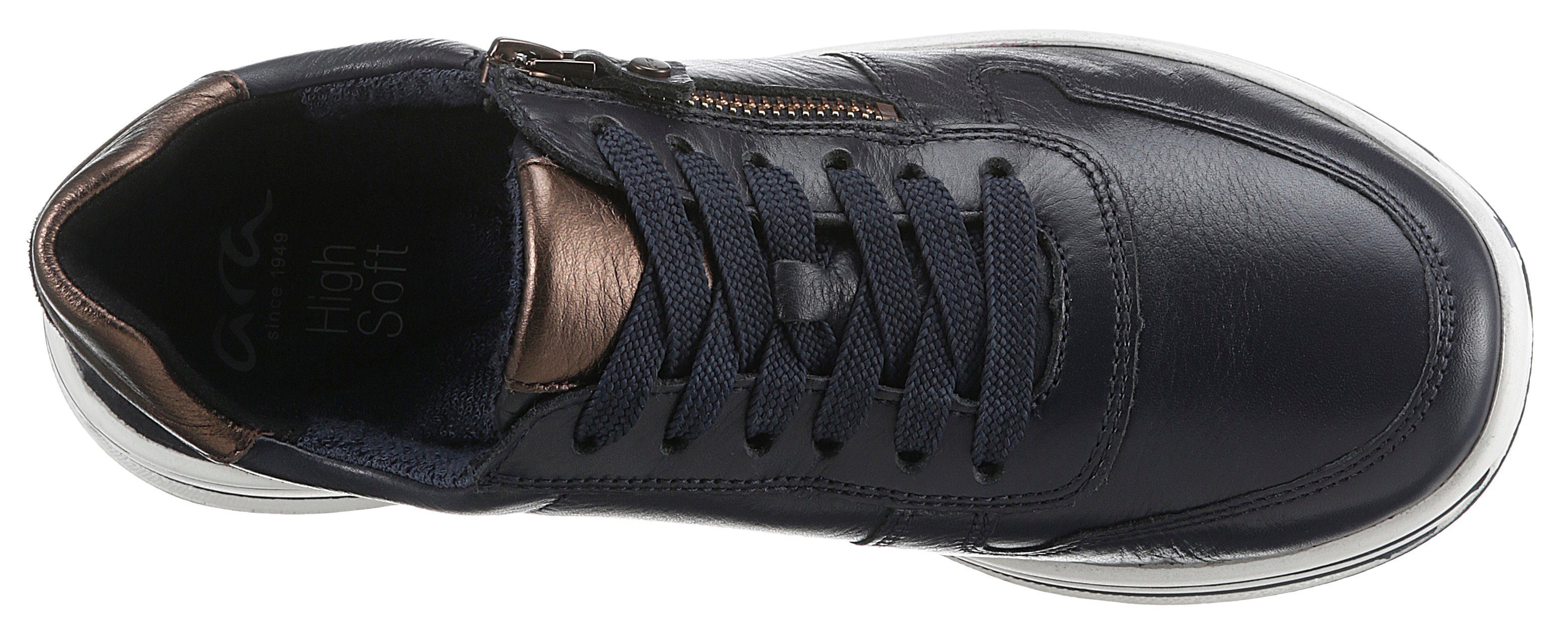 H-Weite Innensohle, dunkelblau-bronzefarben Keilsneaker mit SAPPORO herausnehmbarer Ara