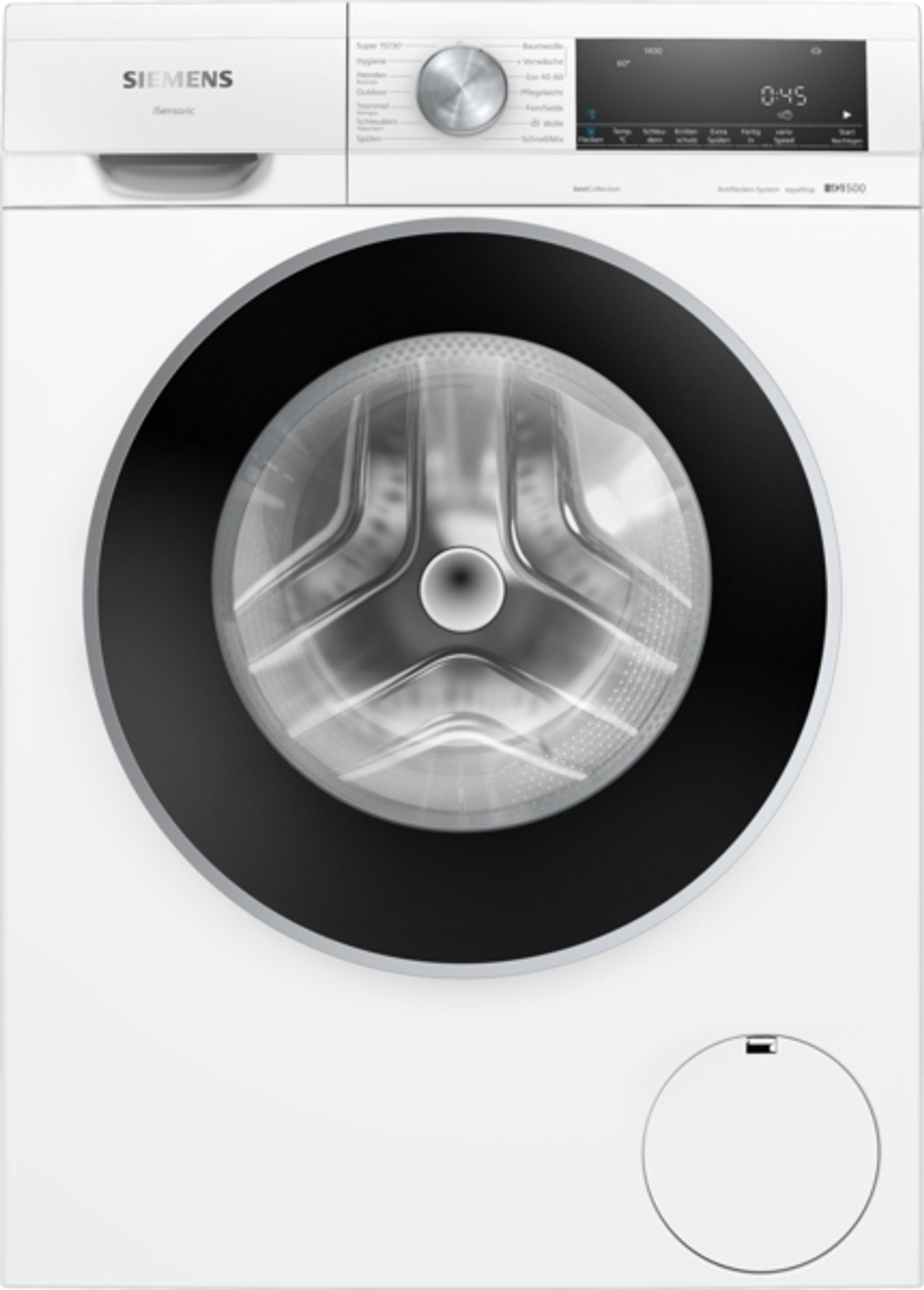 U/min, 9 LCD WG44G10G0, kg, SIEMENS Waschmaschine Tasten, Nachlegefunktion iQdrive, 1351