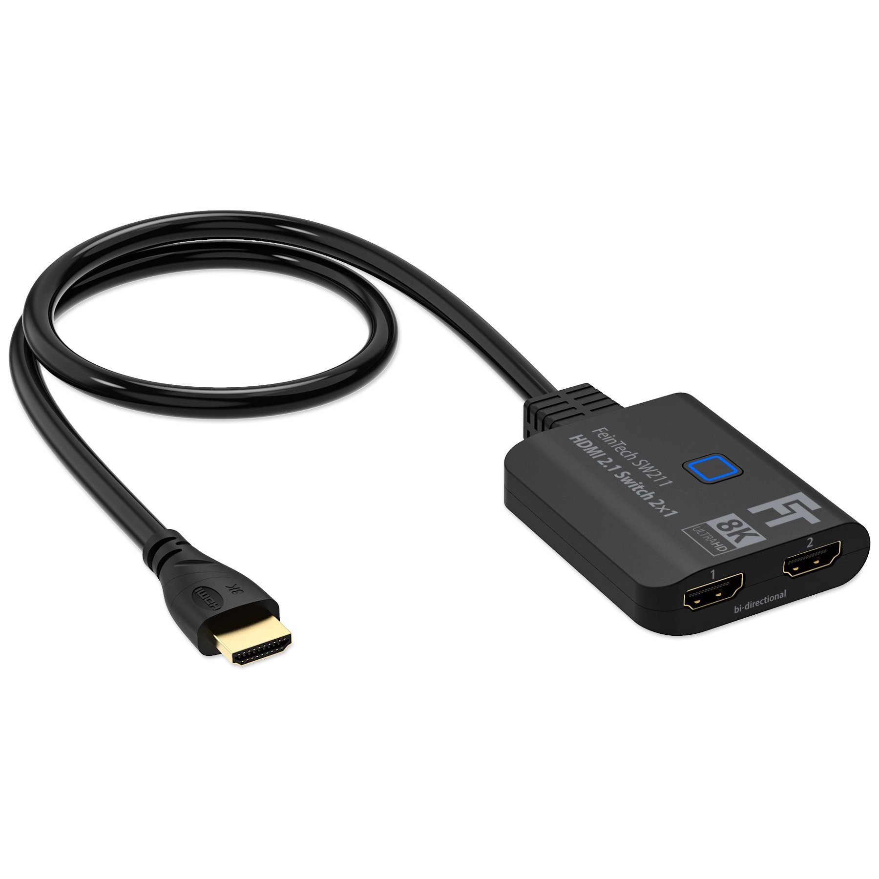 FeinTech HDMI-Splitter SW211, Bi-direktionaler HDMI-Switch 2 In 1 Out, 1 In 2 Out, 4K 120Hz 8K VRR