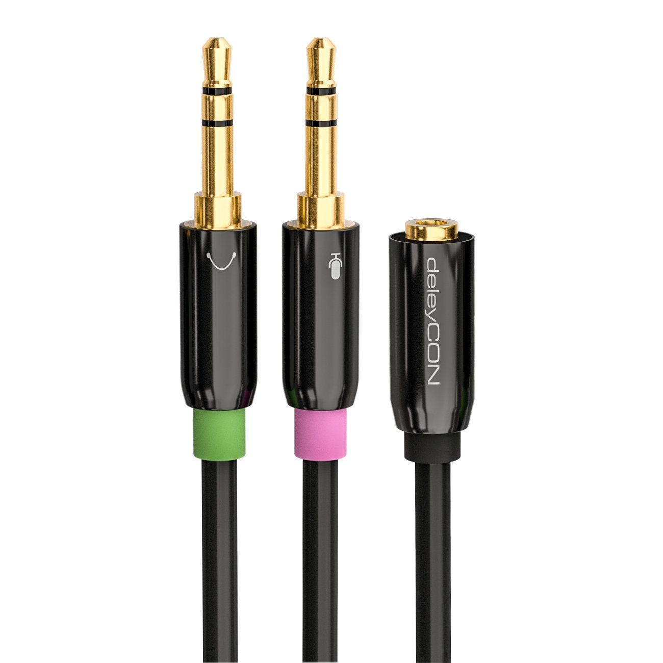 deleyCON deleyCON Headset Laptop Adapter 1x3,5mm Klinke Buchse auf 2x3,5mm Audio-Kabel