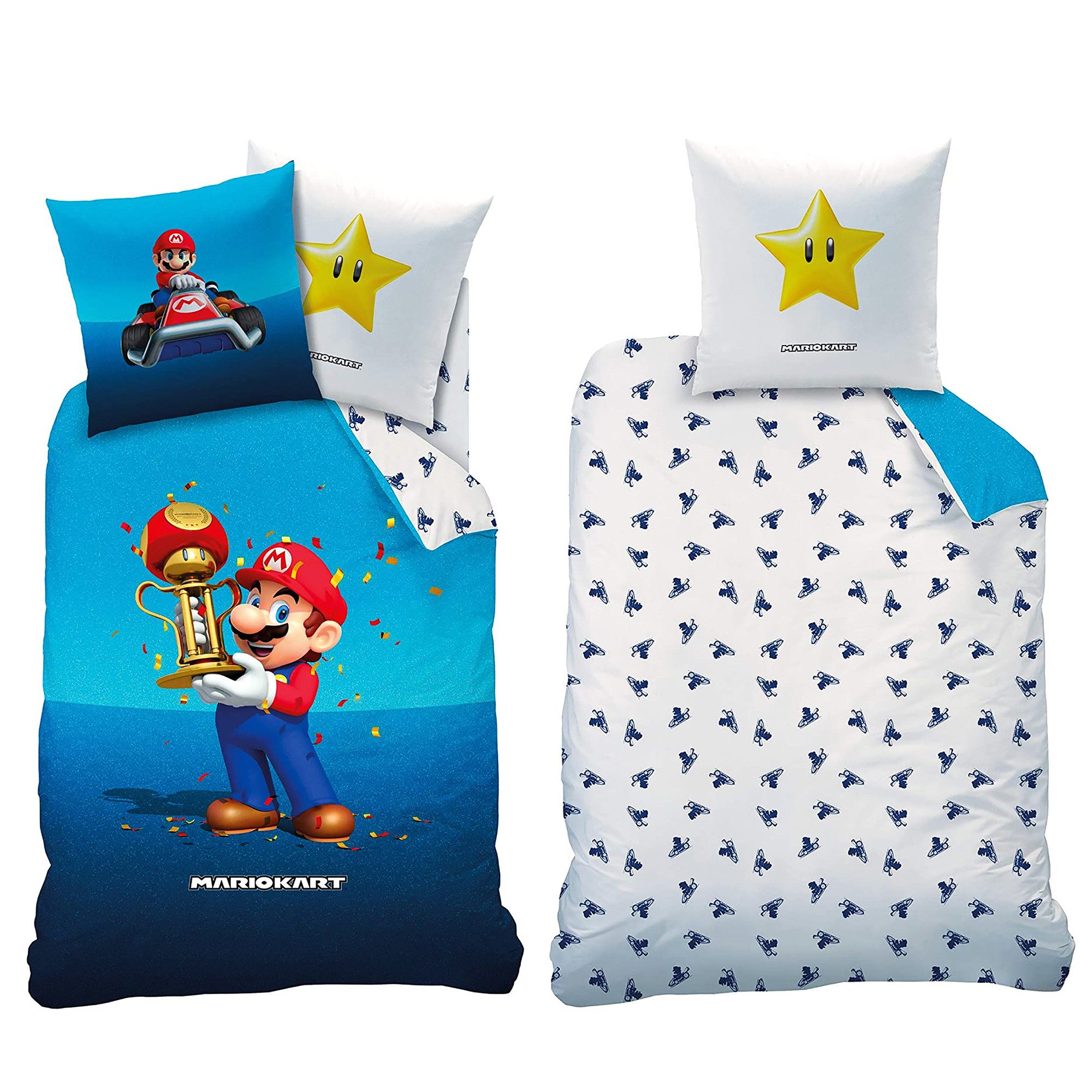 BERONAGE Kinderbettwäsche Super Mario Kart Champion Trophy Bettwäsche Linon günstig online kaufen