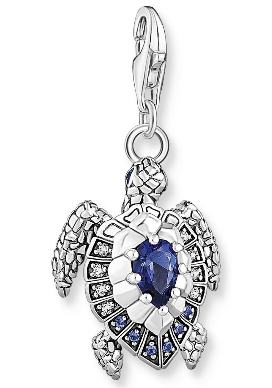 THOMAS SABO Charm-Einhänger Schildkröte mit blauen Steinen, mit Glas-Keramik Stein