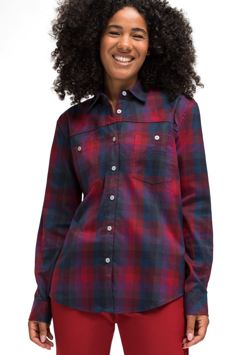 Maier Sports Blusentop Ivanna W Da-Bluse 1/1 Arm el. RED / LILAC CHECK