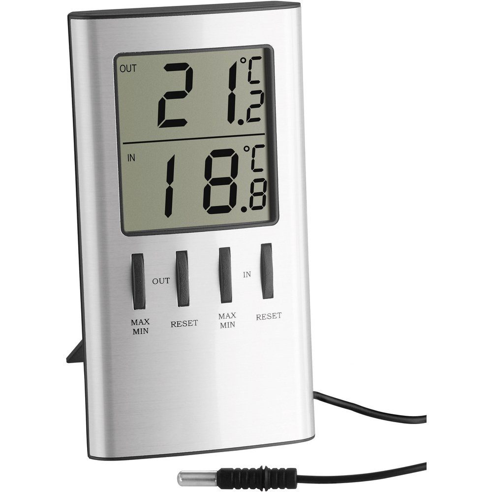 TFA Dostmann Raumthermometer TFA 30.1027 Digitales Innen-Außen-Thermometer mit Messfühler
