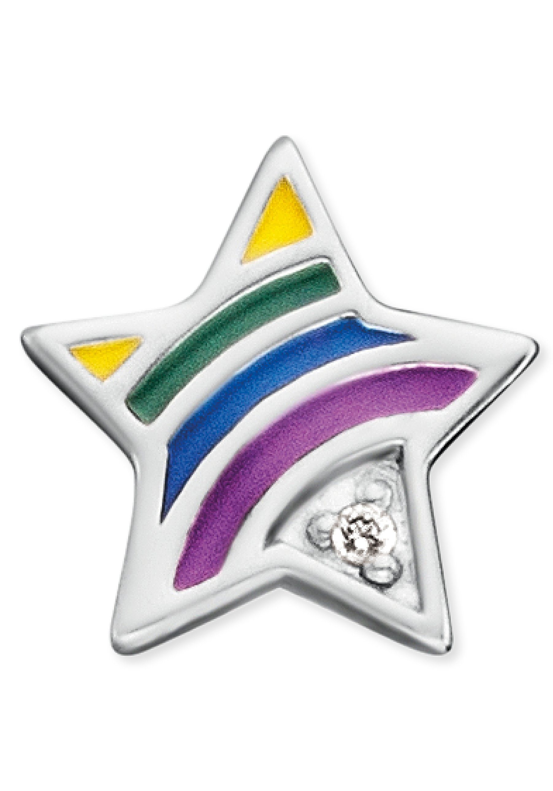 Paar Herzengel Ohrstecker Emaille mit und Stern, HEE-STAR-RAINBOW, Zirkonia