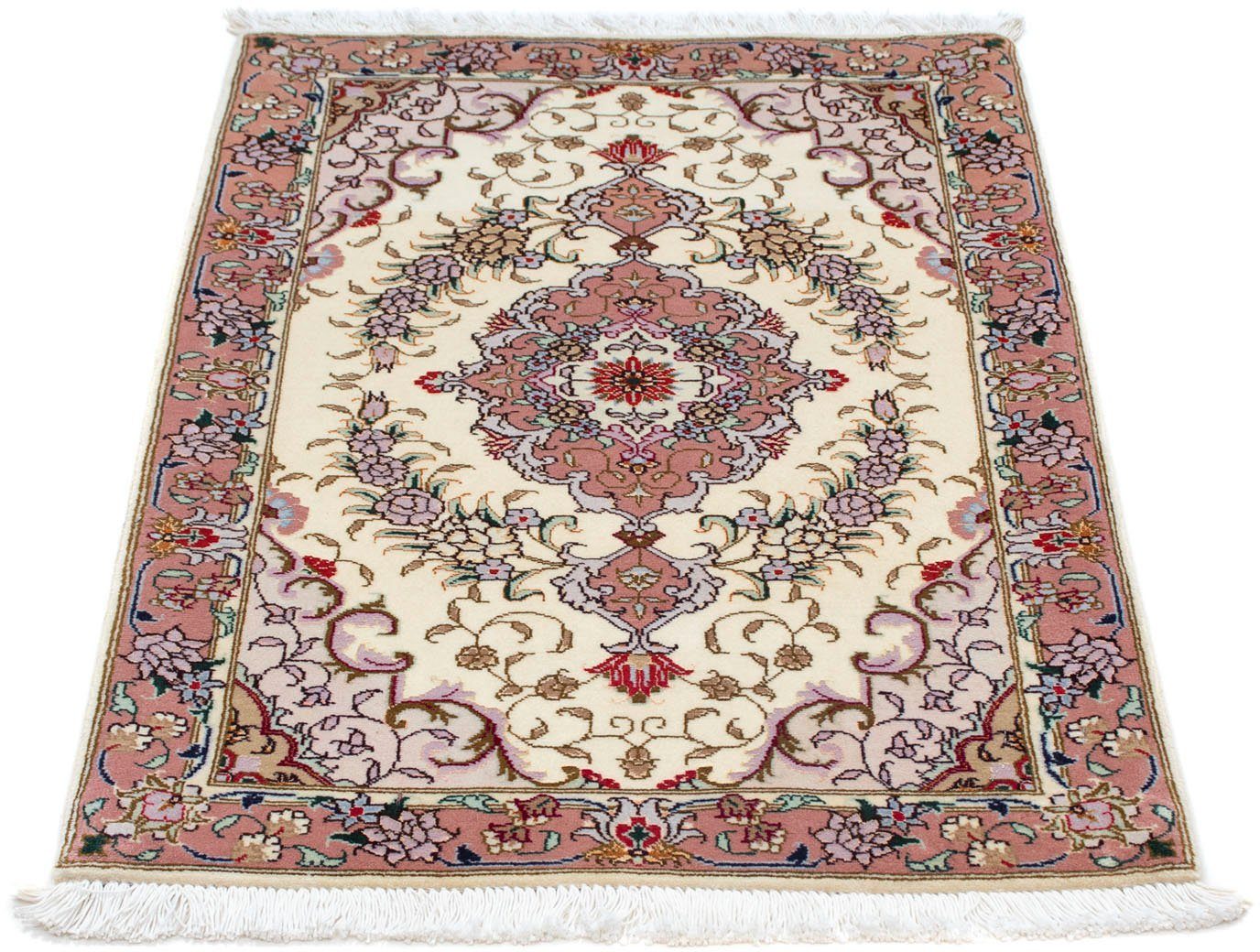 Wollteppich Täbriz - 50 Raj Blumenmuster Blu scuro 90 x 61 cm, morgenland, rechteckig, Höhe: 8 mm, Handgeknüpft