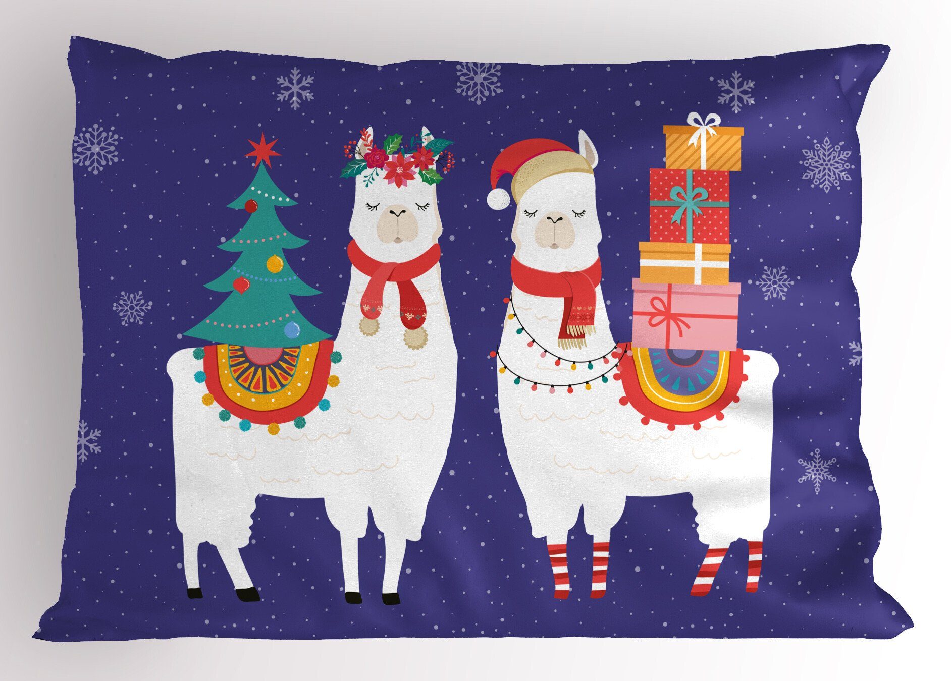 Kissenbezüge Dekorativer Standard King Size Gedruckter Kissenbezug, Abakuhaus (1 Stück), Weihnachten Cartoon Noel Llamas