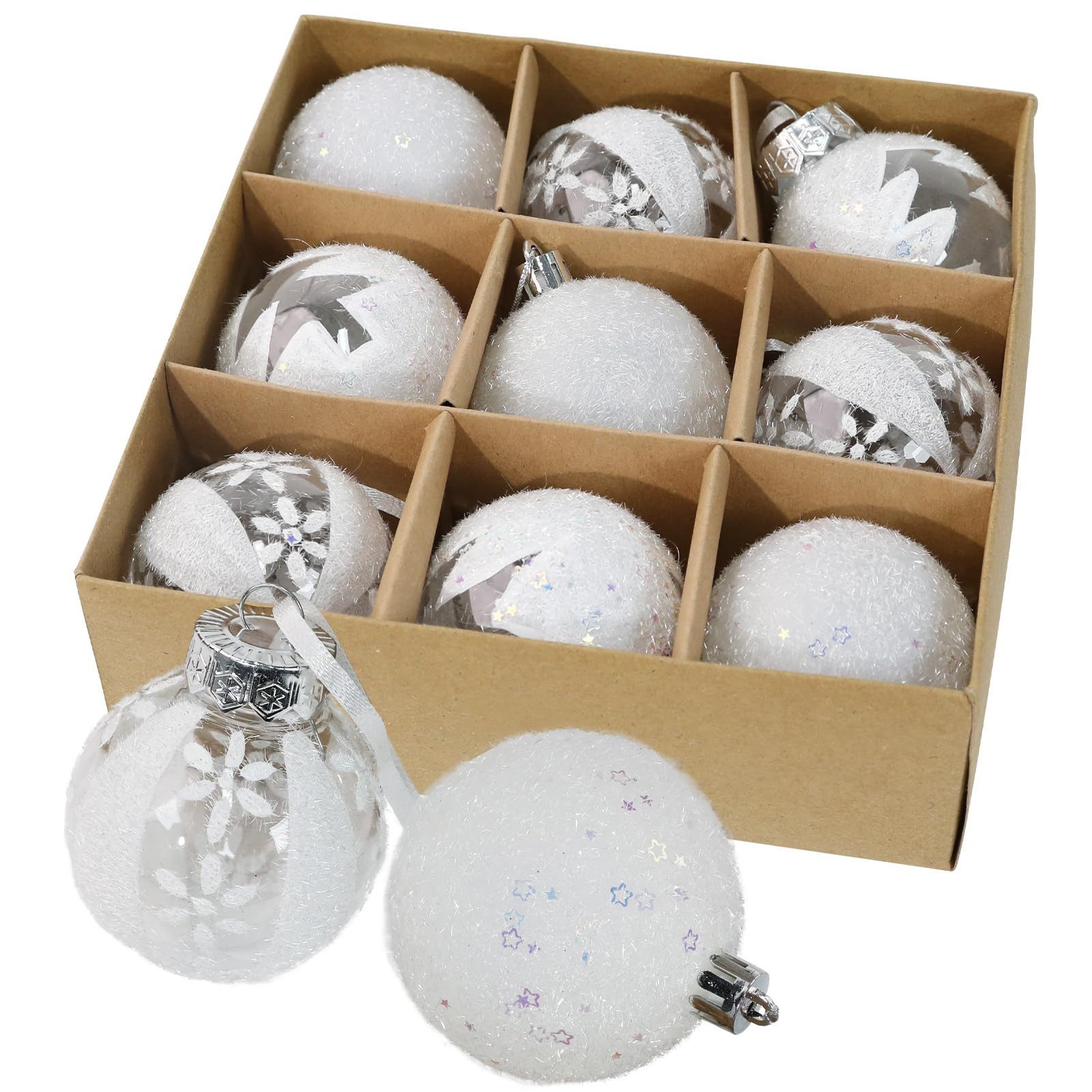 M&W DAS DESIGN Weihnachtsbaumkugel Weihnachtskugeln Christmas Decorations 8CM Weiß
