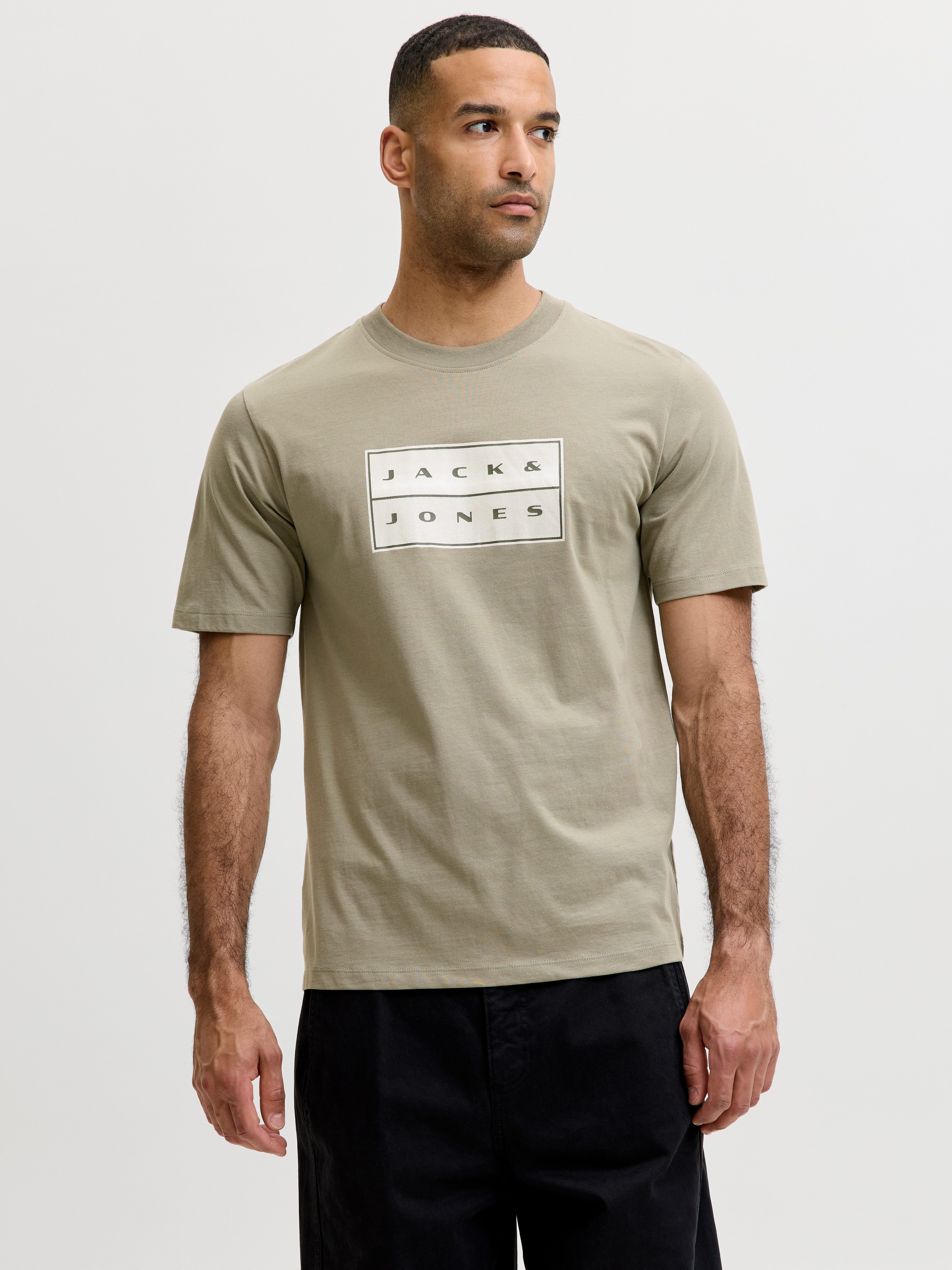 Jack & Jones Rundhalsshirt JCOFUSION BOX PRINT TEE SS CN SN Baumwolle, regular fit