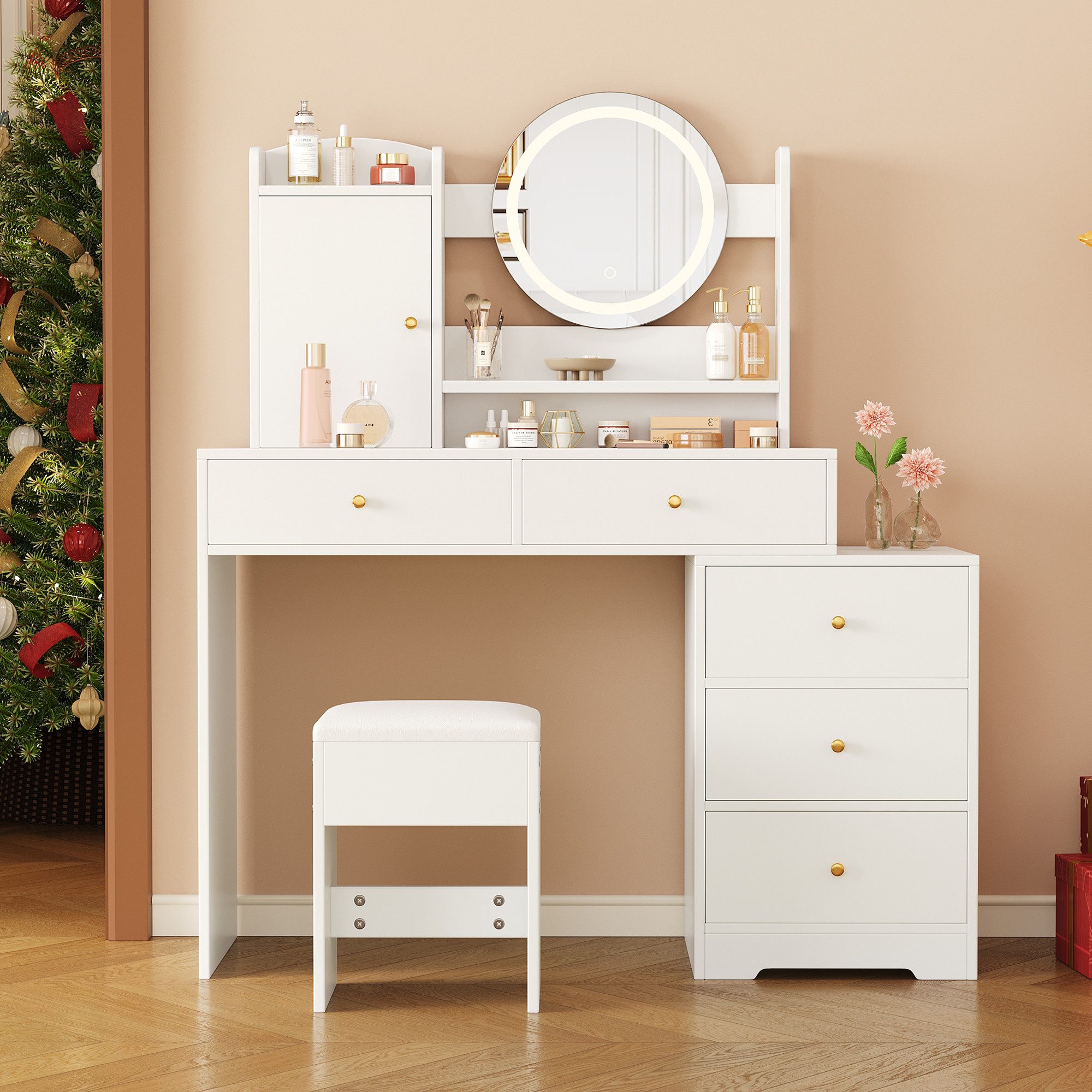 i@home Schminktisch mit LED-Beleuchtung, Weiß, B90* H132* T40 cm (inkl. 1 H günstig online kaufen