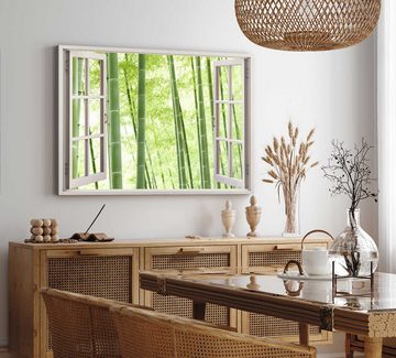 Sinus Art Leinwandbild Wandbild 120x80cm Fensterbild Bambus Bambuswald Asien Grün Natur, (1 St)