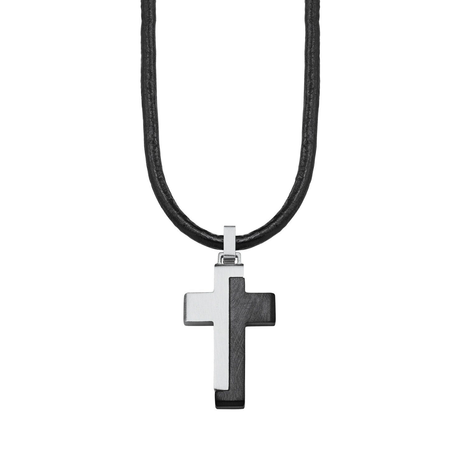 s.Oliver Edelstahlkette für Jungs, (1-tlg., Anhänger) Kreuz Edelstahl, mit Kette