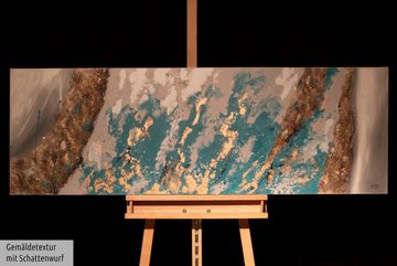 KUNSTLOFT Gemälde Glacial Shore 150x50 cm, Leinwandbild 100% HANDGEMALT Wandbild Wohnzimmer