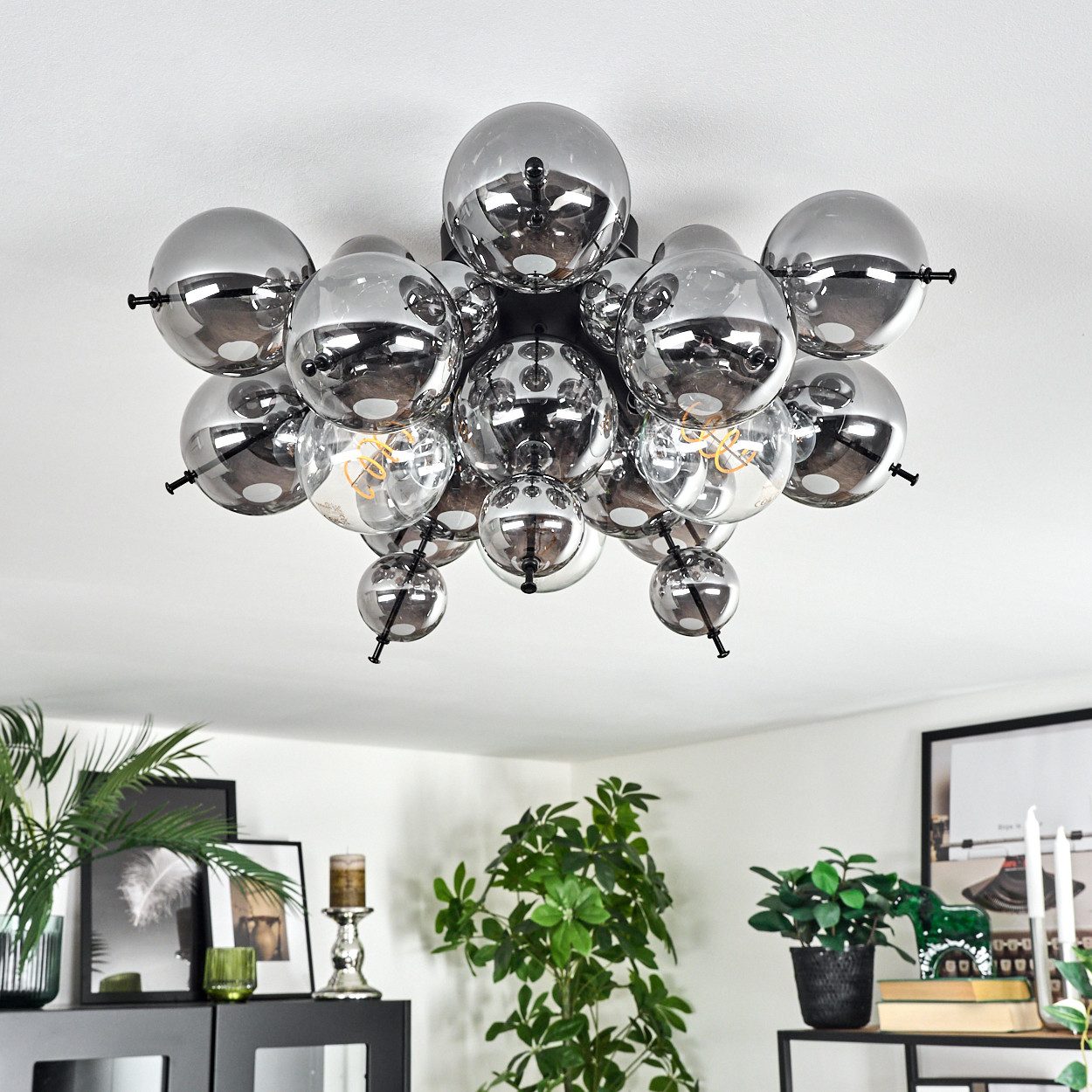 hofstein Deckenleuchte Deckenlampe aus Metall/Glas in günstig online kaufen