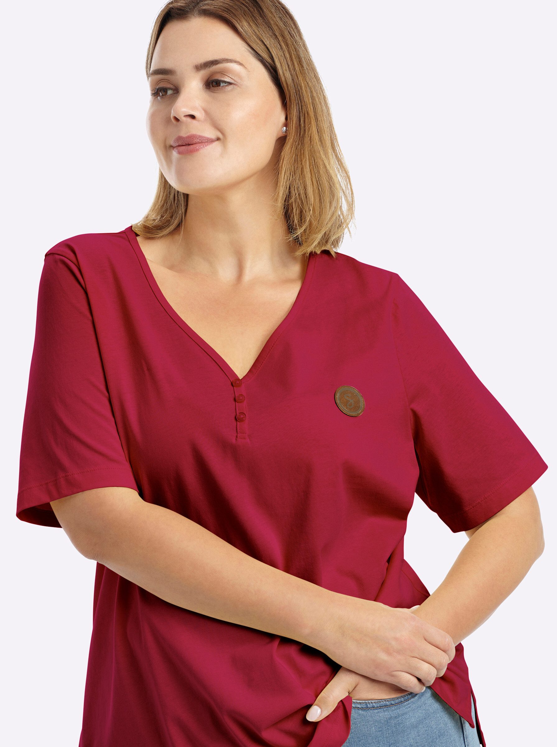 Sheego T-Shirt Kurzarm-Shirt Kurzarm – Bild 4 von 5