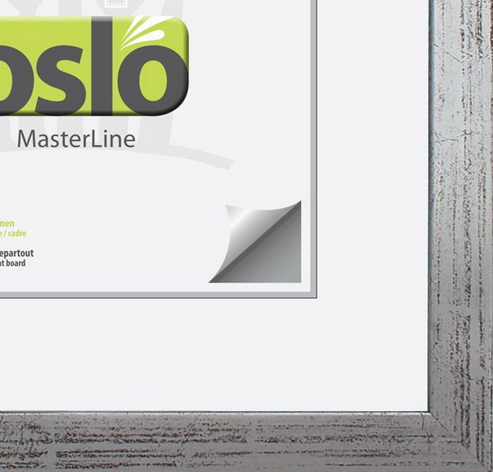 Oslo MasterLine Einzelrahmen Holz silber quadratisch x FSC Glasscheibe, Bilderrahmen 30 mit 30 massiv cm