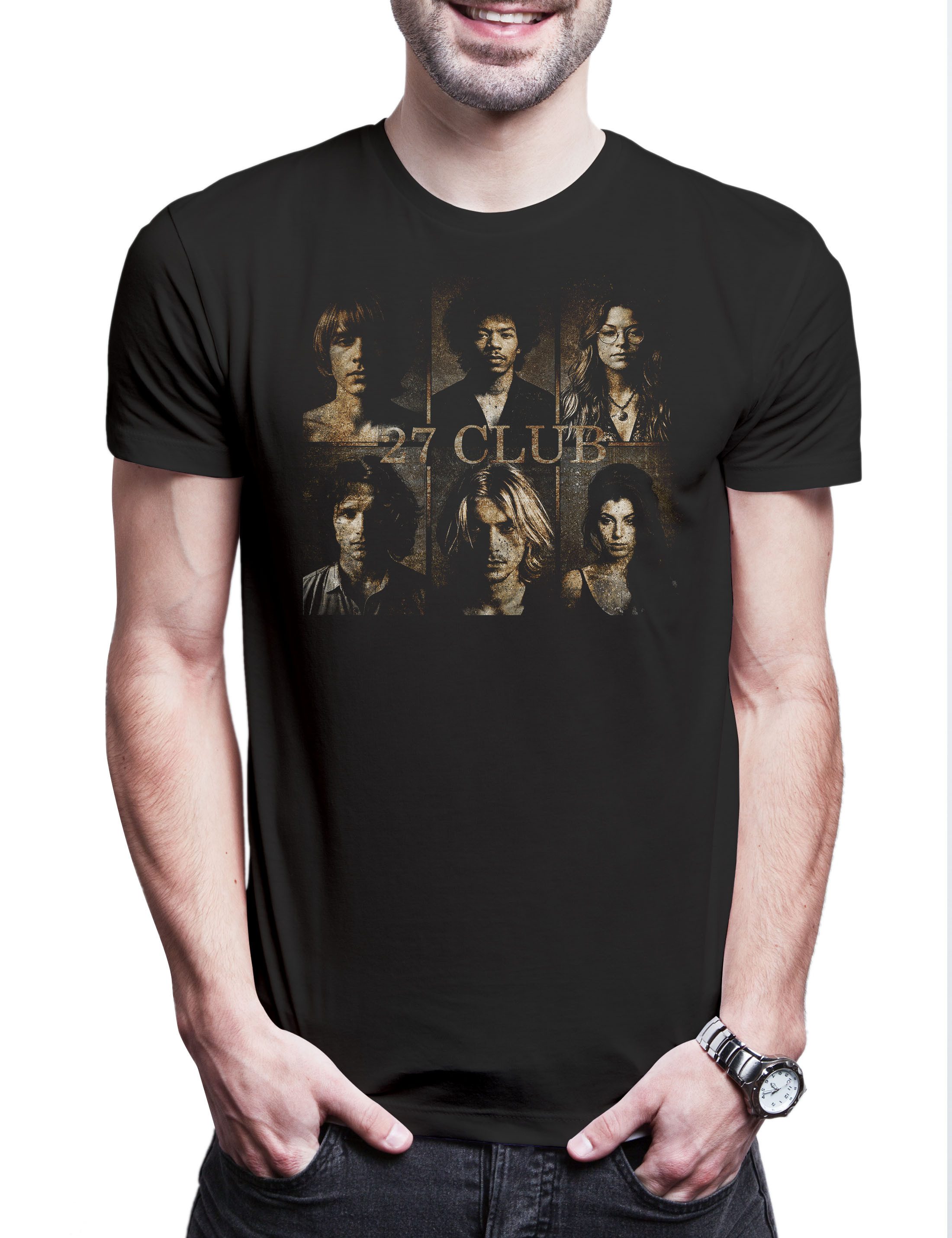 Print-Shirt 27 Club 1 Herren T-Shirt Music Legends Rock Icons Morrison Hendrix