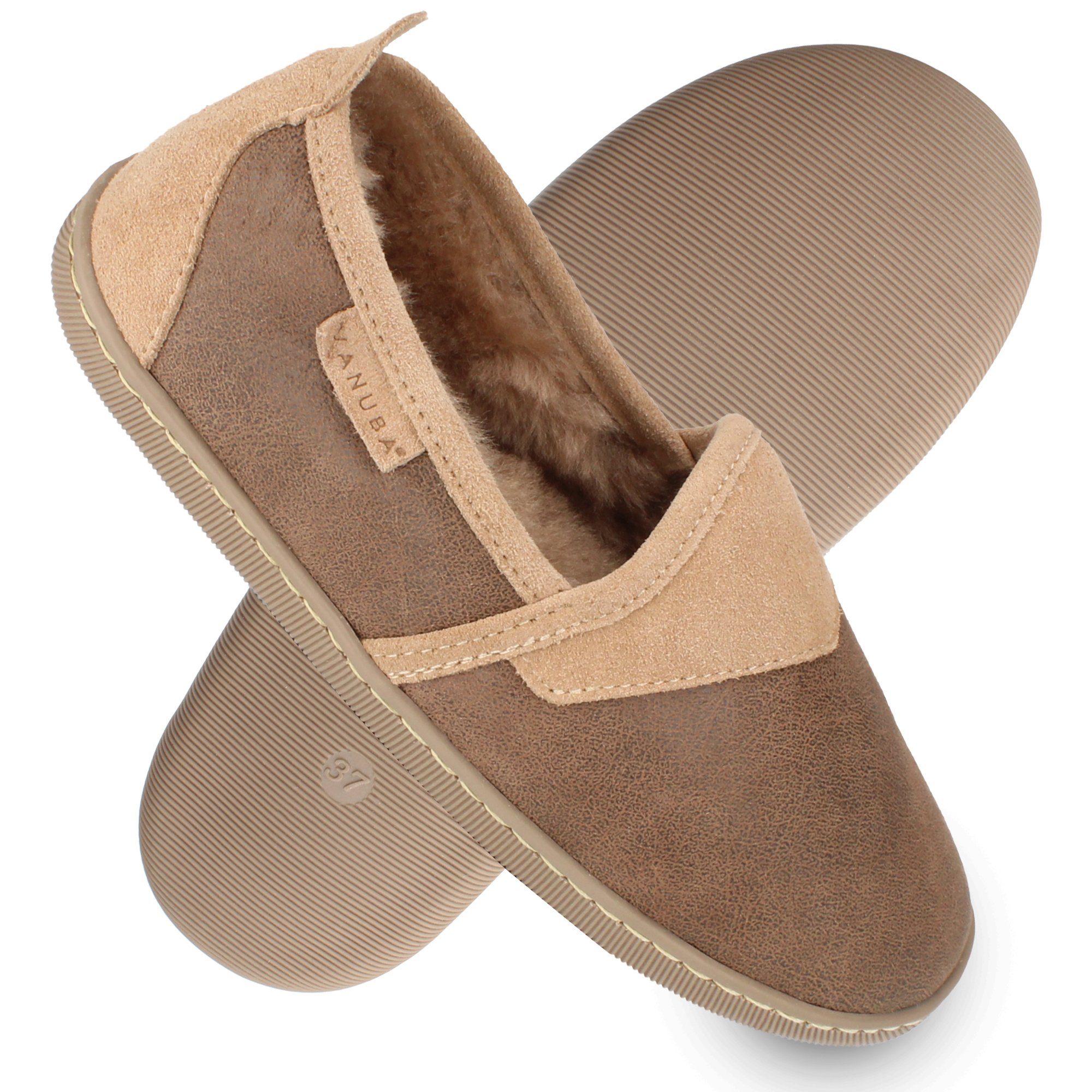 Vanuba HAMPSHIRE II Damen Hausschuh Echtleder Hüttenschuhe/Winter-Hausschuhe/Gefüttert