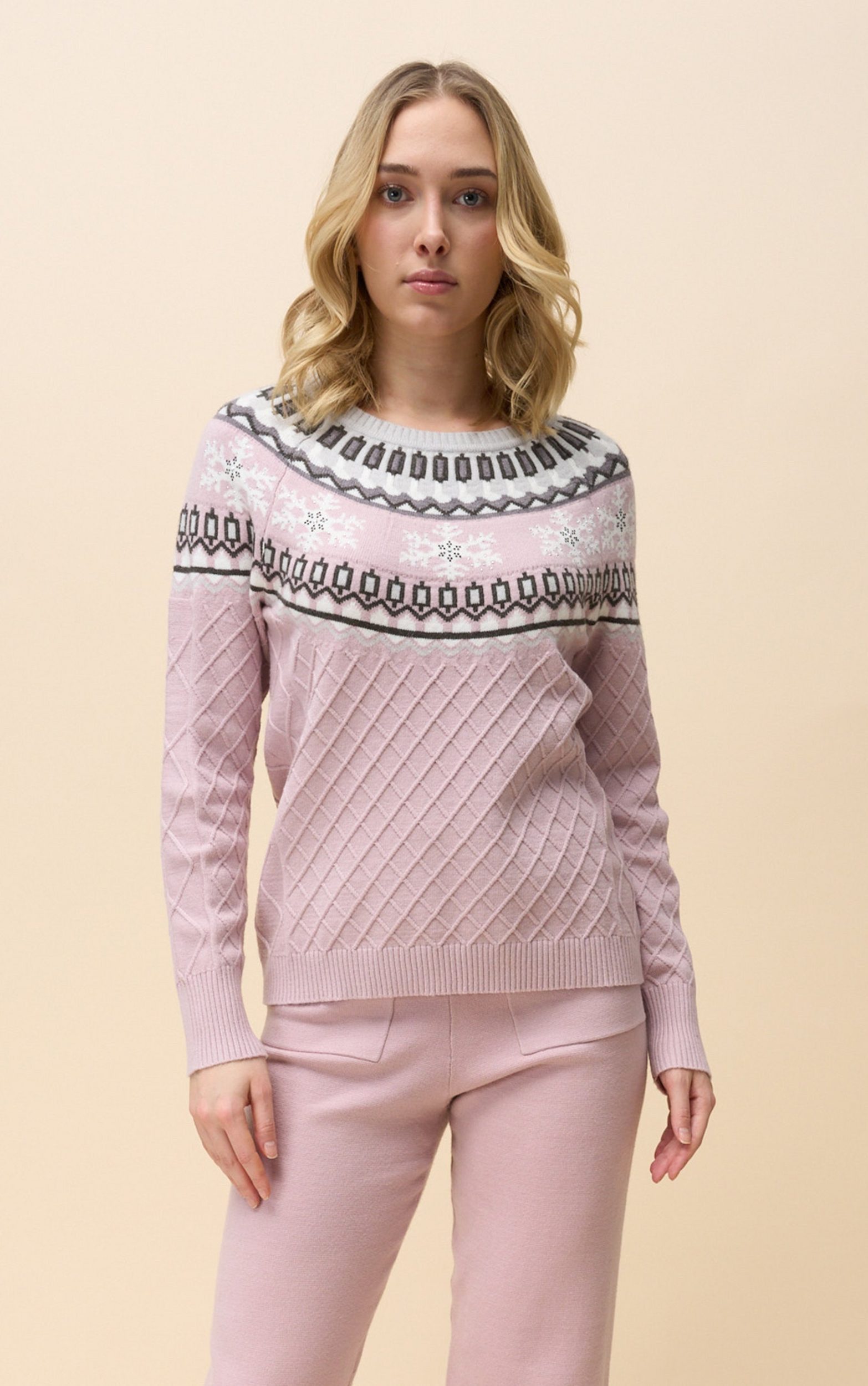 Strickpullover Norwegerpullover mit Strukturstrick