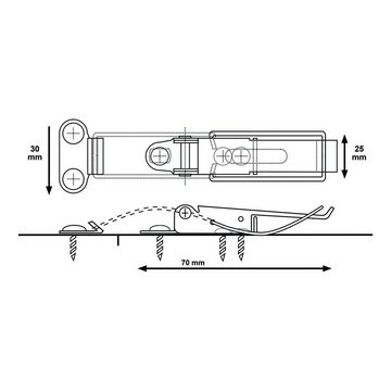 SO-TECH® Kastenriegelschloss Spannverschluss CATCH Kniehebelspanner Tischplattenverbinder, (2-tlg), 2 Stück Hebelverschluss Möbelverbinder verzinkt