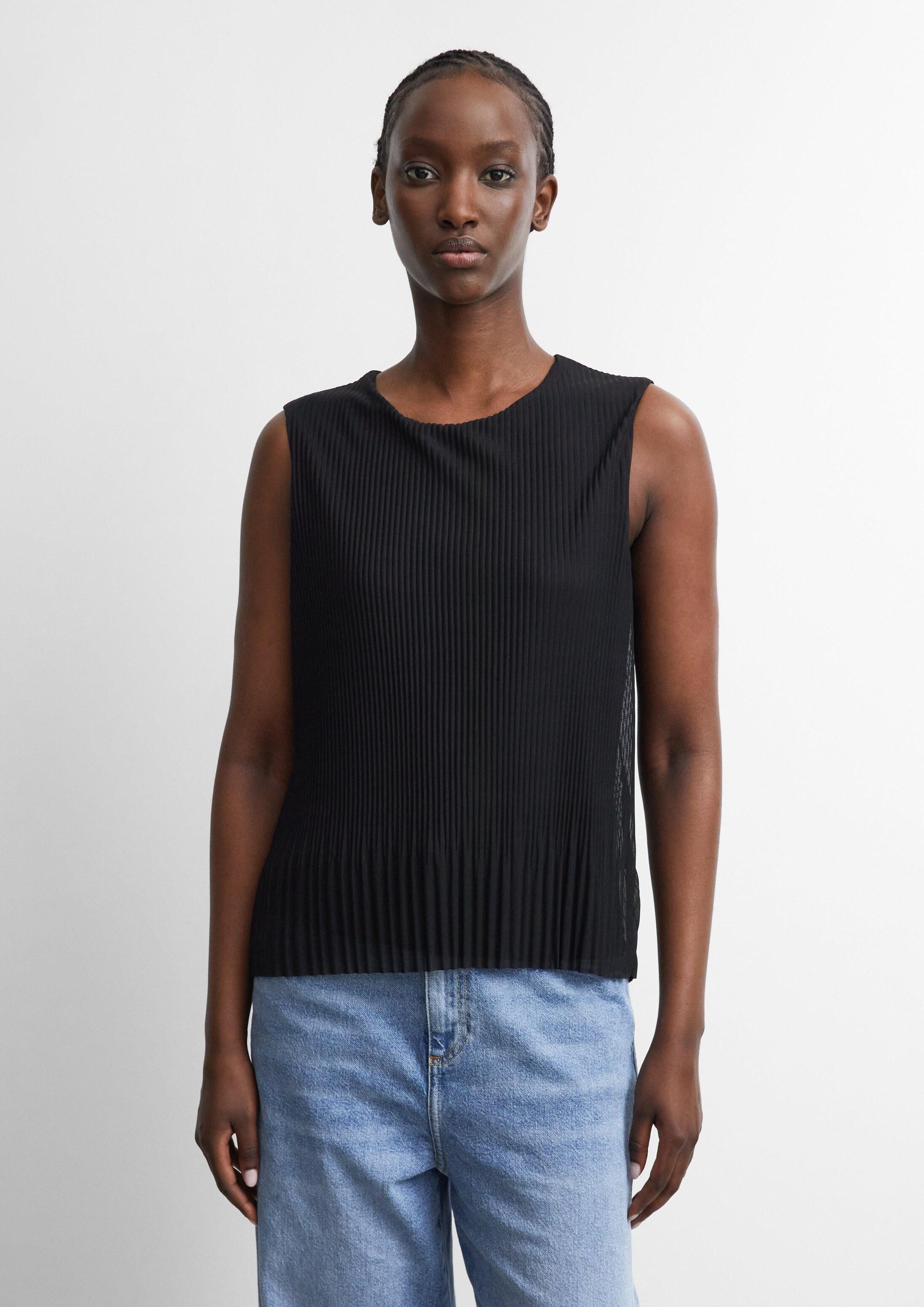 comma Muskelshirt T-Shirt Plissiertes Mesh-Top