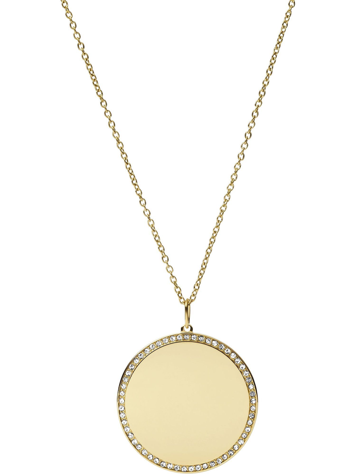 Collier Fossil Damen-Kette Edelstahl Glasstein