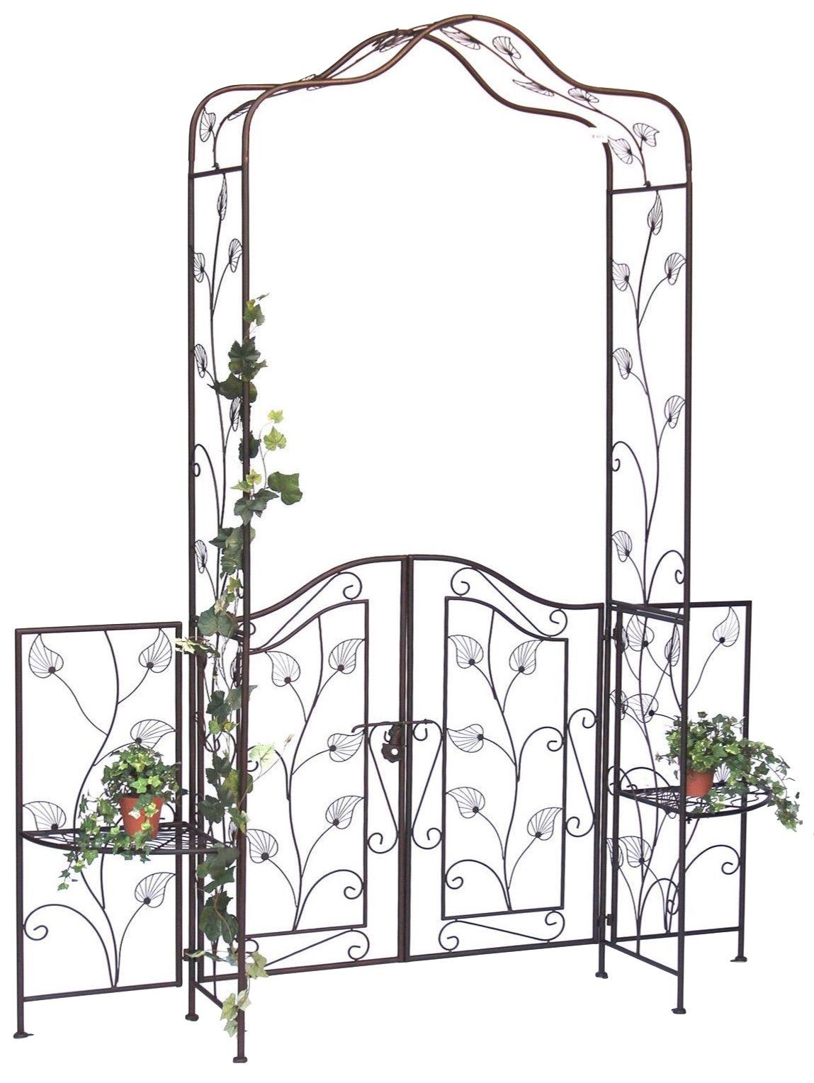 DanDiBo Rosenbogen mit Tor Tür aus Metall Gartentor 236 x186 cm Schmiedeeisen