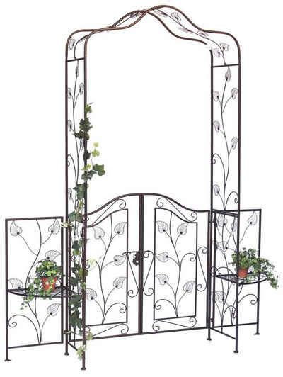 DanDiBo Rosenbogen Rosenbogen mit Tor Tür aus Metall Gartentor 236 x186 cm Schmiedeeisen