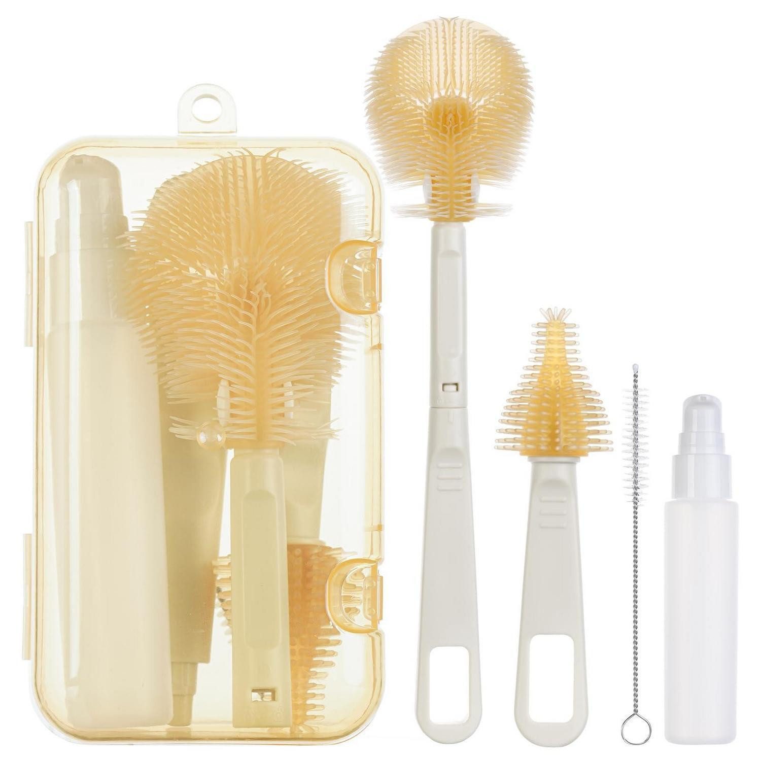 LuxusKollektion Reinigungsbürsten-Set Baby Flaschenbürsten Set 5in1 Gelb, (5-tlg)
