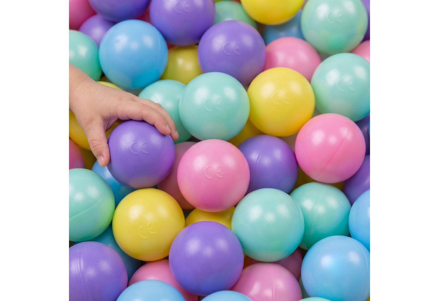 LittleTom Bällebad-Bälle Baby - 100 Bunte Bälle fürs Bällebad - 6cm Geprüfte Kinder Spielbälle (100-St), Ab dem 1. Tag: Babybälle zum Greifen - Plastikbälle für den Bällepool