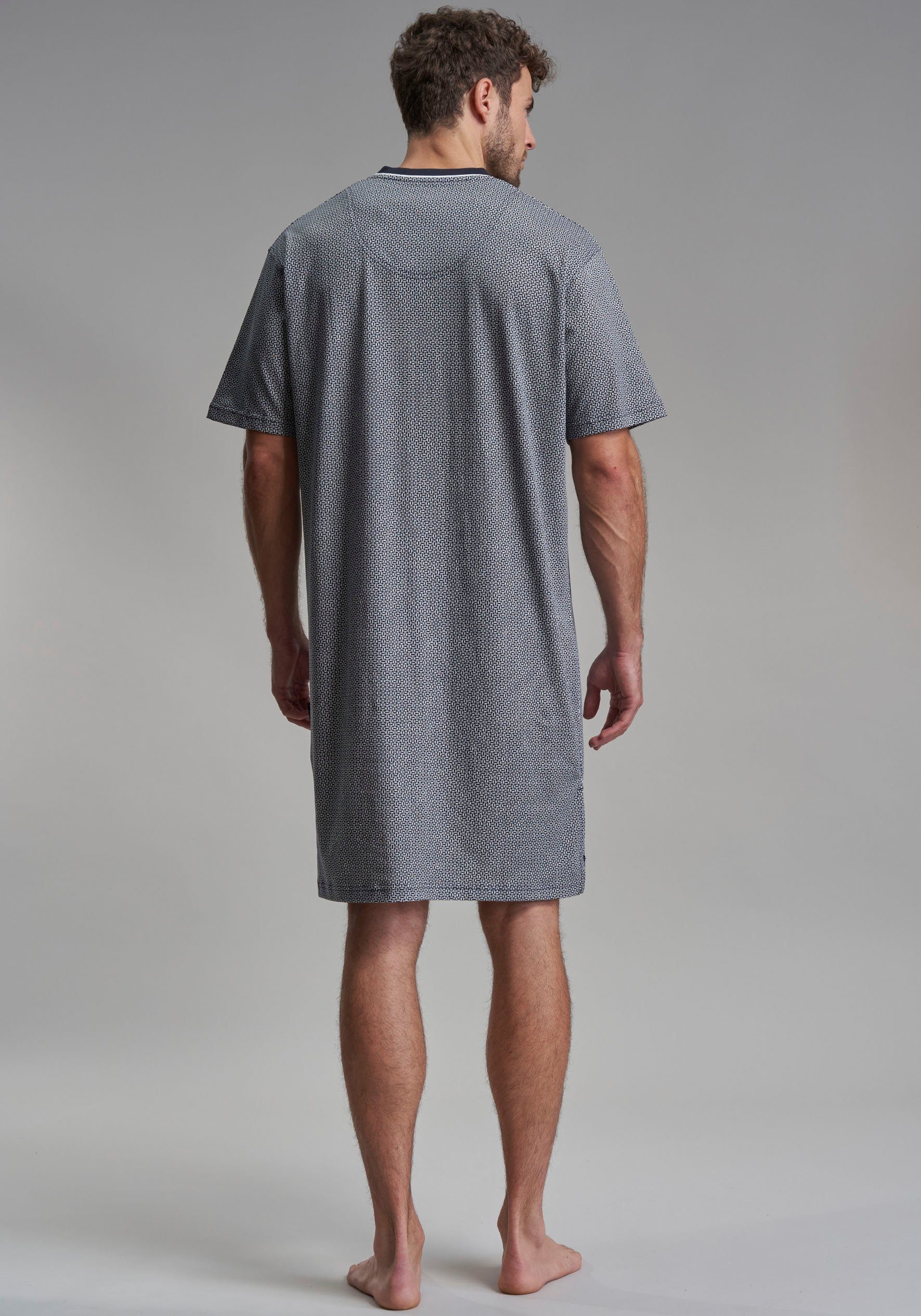 GÖTZBURG Nachthemd Brooklyn V-Ausschnitt, Kurzarm, Brusttasche, mit Muster, Baumwolle, weich
