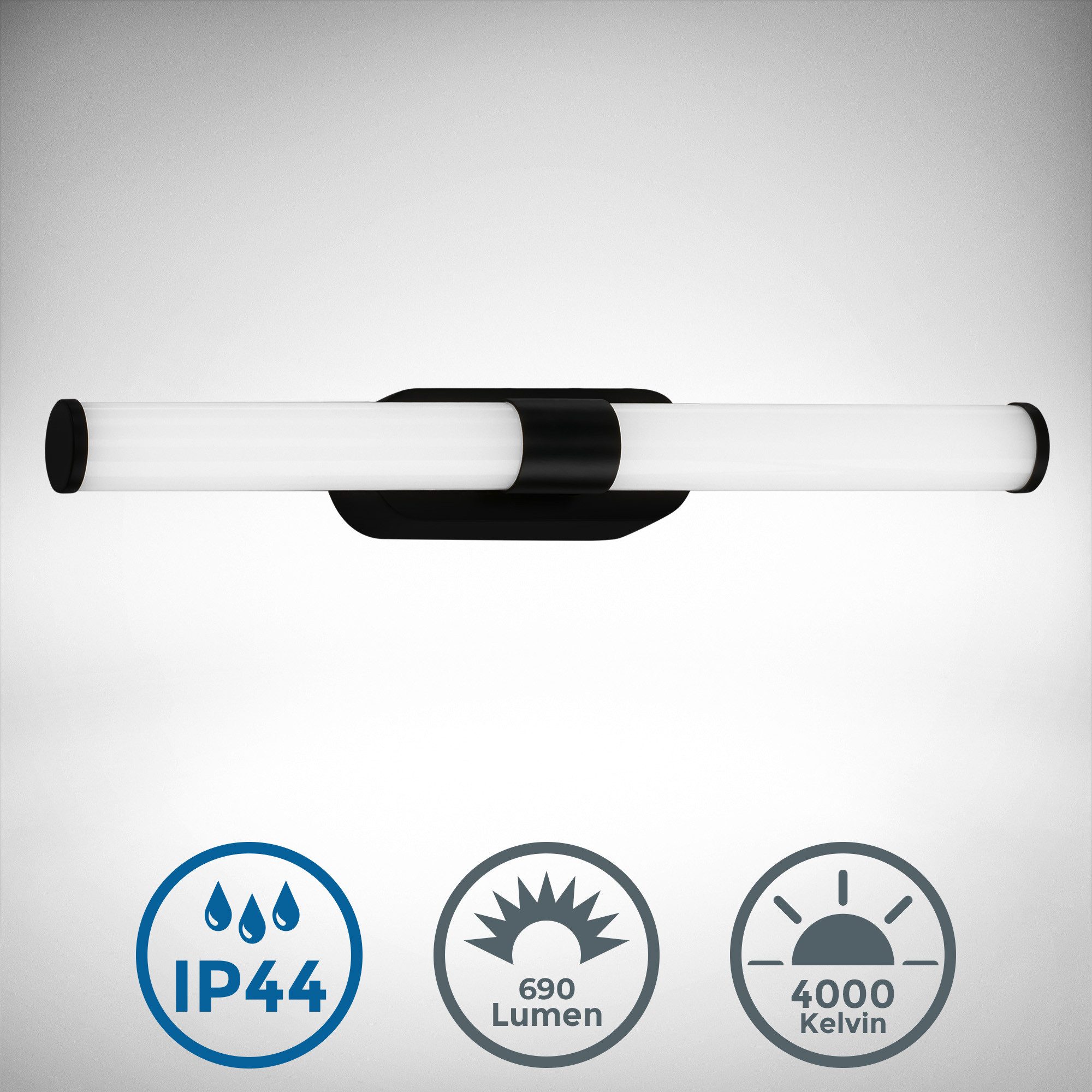 B.K.Licht Spiegelleuchte LED Badleuchte Spiegelleuchte Schwarz, LED fest in günstig online kaufen