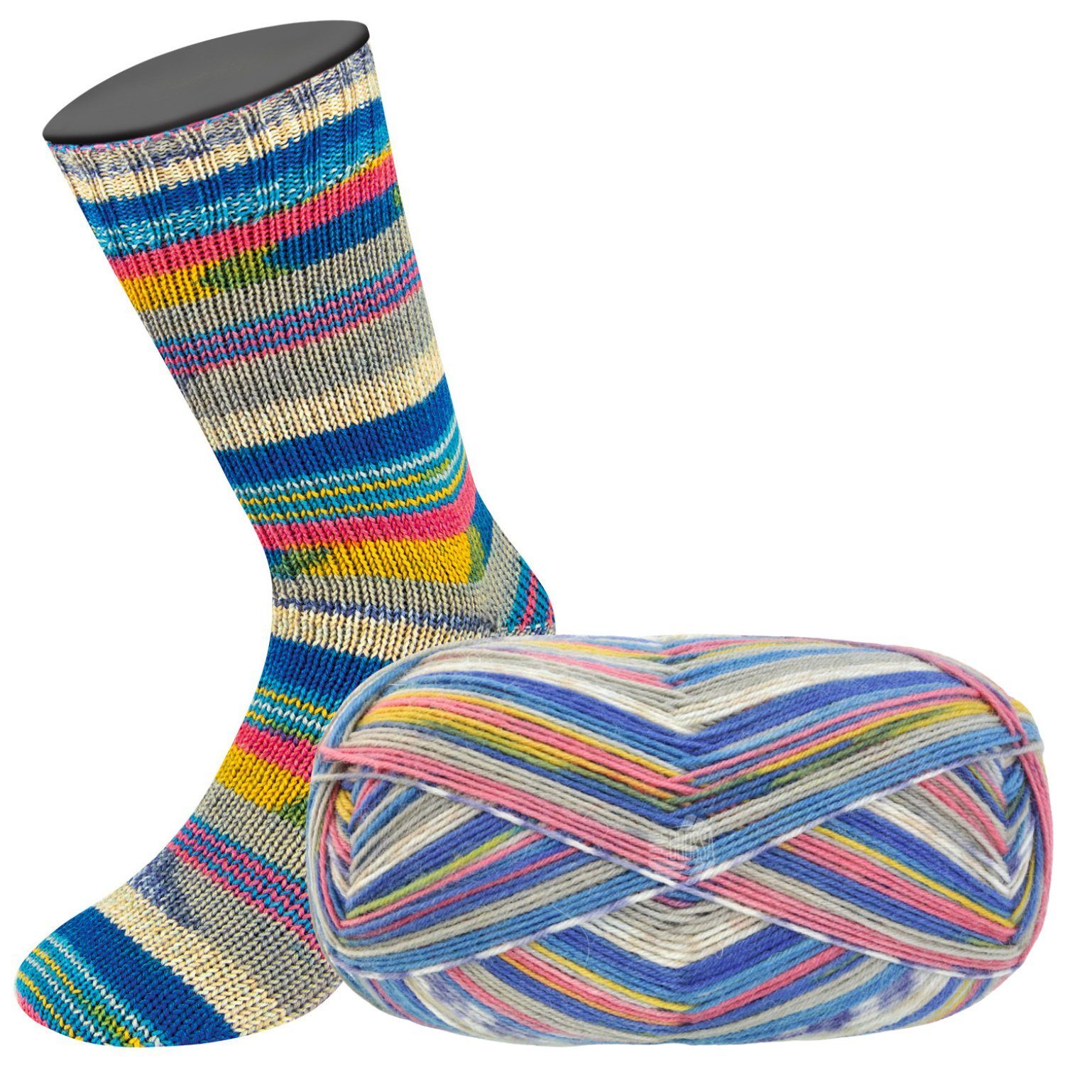 LANA GROSSA Meilenweit 100 g ARTE Häkelwolle, 420 m (bunte 4-fach Sockenwolle mit Aloe Vera), 100 g