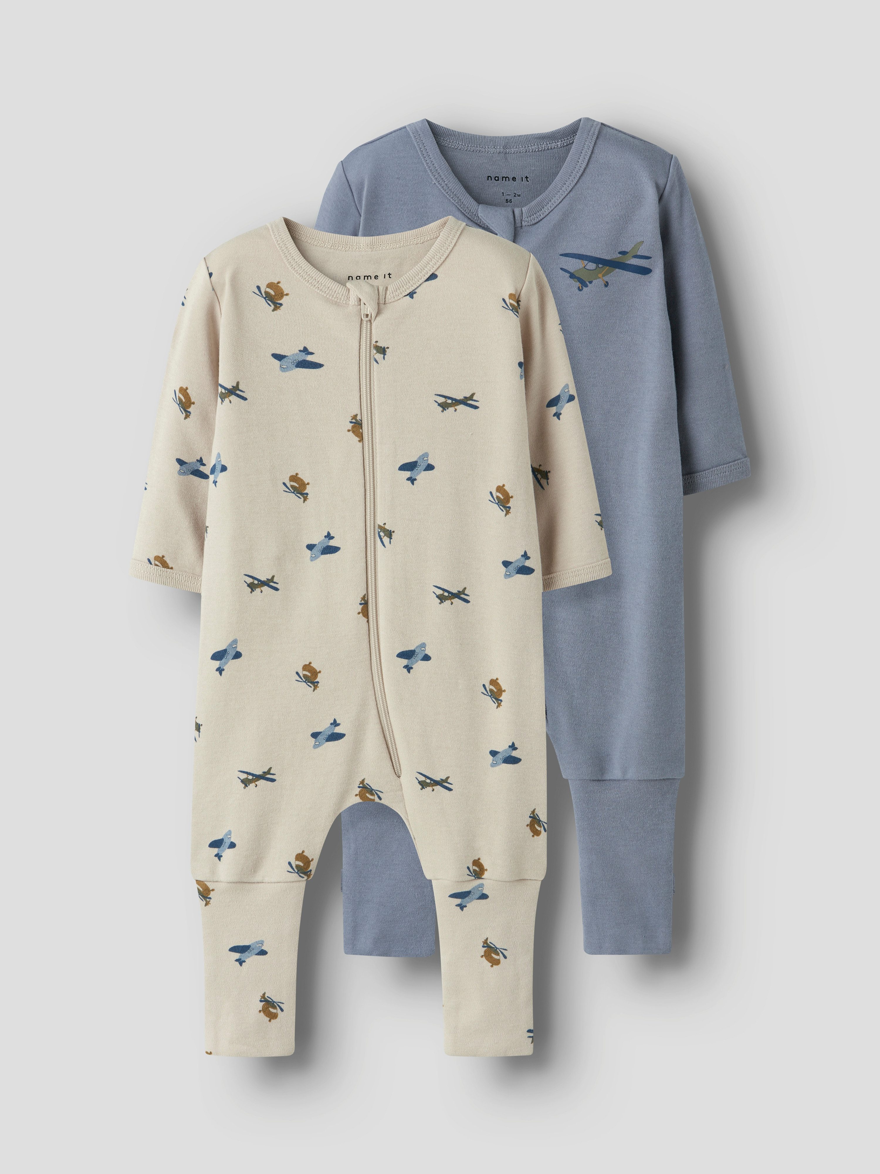 Name It Pyjama NBMNIGHTSUIT 2P ZIP FF AIRPLANE NOOS (Packung, 2 tlg)