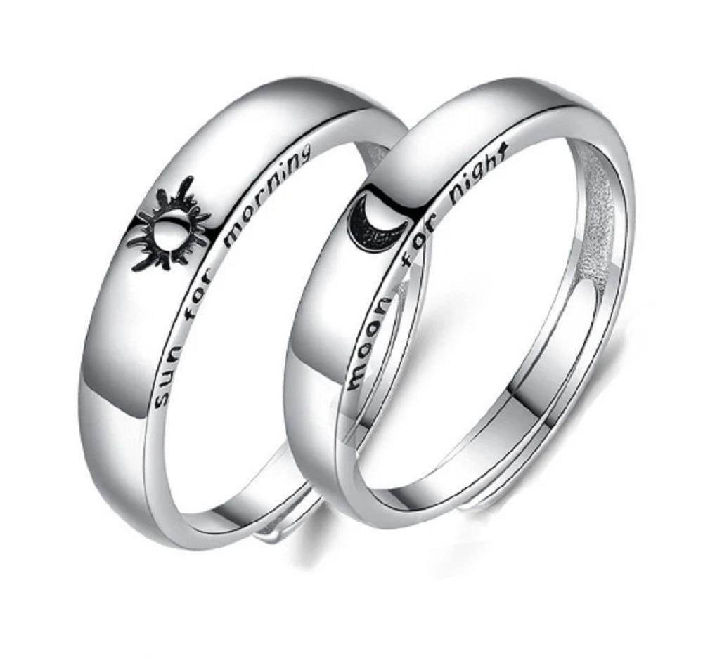 Eyecatcher Silberring Streetwear Silber größenverstellbar, Sterling Silber Sterling Ring S925, Sonne-Mond Freundschaftsring