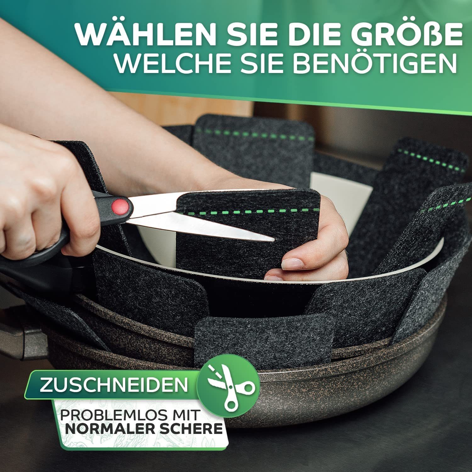 Loco Bird Pfannenschoner aus Filz 38 cm, Zubehör für alle Töpfe oder Pfannen geeignet, Stapelschutz für perfekten Pfannenschutz, 12-tlg., Topfschoner Anpassbare – Bild 4 von 5