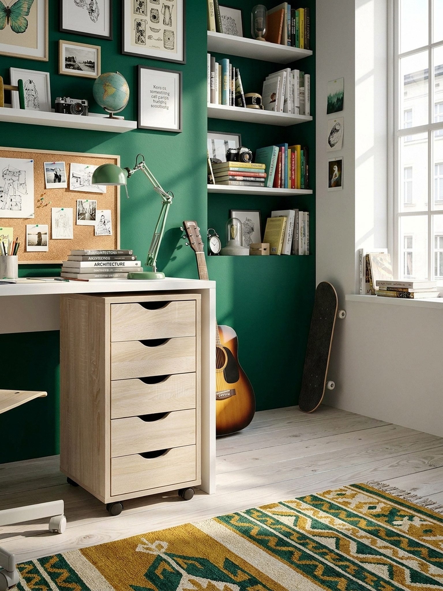 KADIMA DESIGN Rollcontainer Rollcontainer 33 x 64 x 38 cm MDF-Holz 5 Schubladen sonoma, (Standcontainer Bürocontainer), Moderner Schubladencontainer mit Rollen