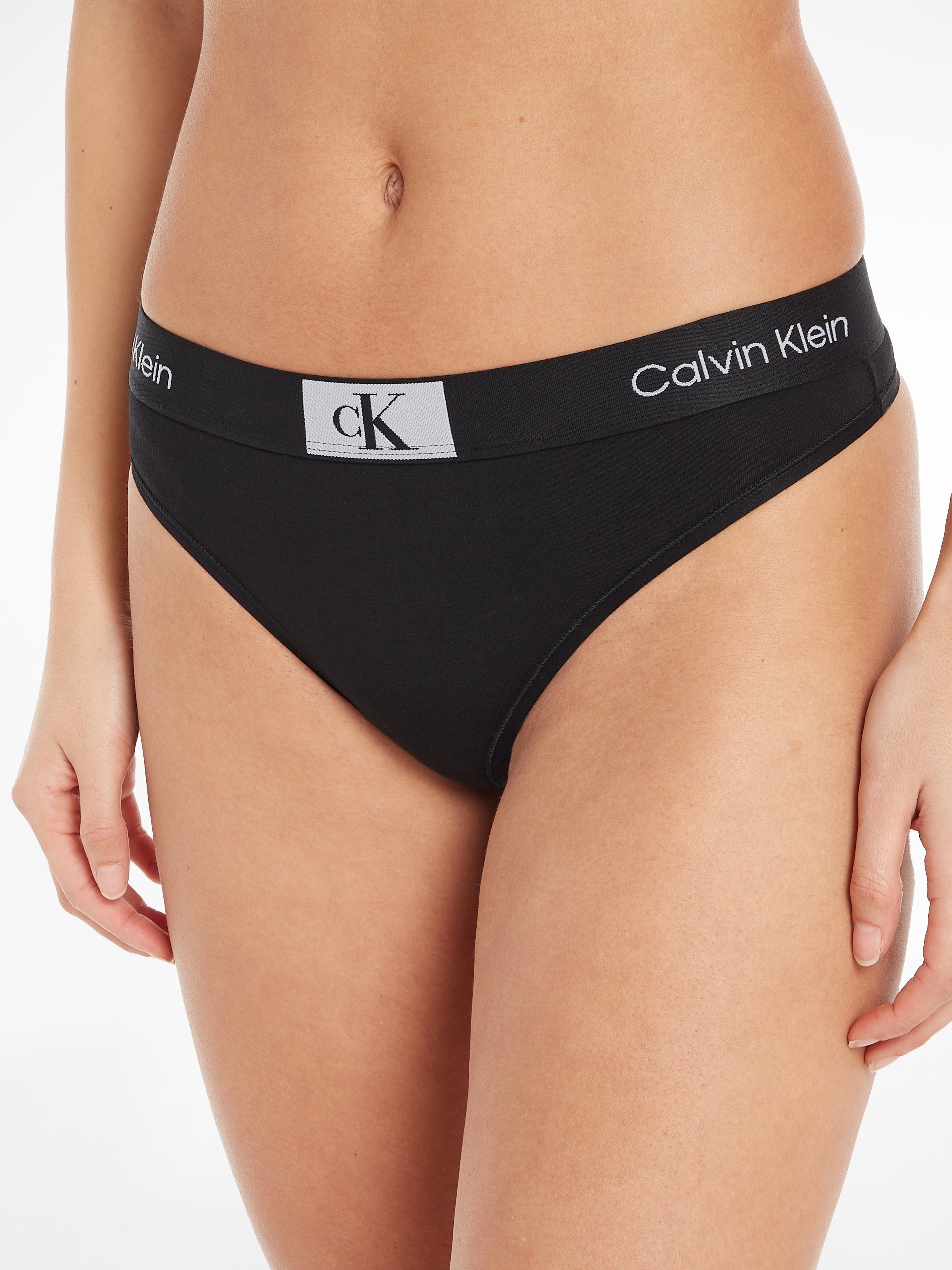 Klein BLACK Alloverprint Calvin THONG T-String MODERN mit Underwear