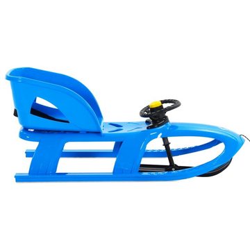 vidaXL Schlitten Schlitten mit Sitz und Lenkrad Blau 102,5x40x23 cm Kunststoff Rodeln L