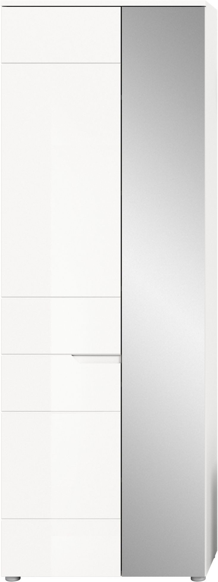 xonox.home Garderobenschrank Weiß Hochglanz Softclose Melamin Modern 68x193x37 cm