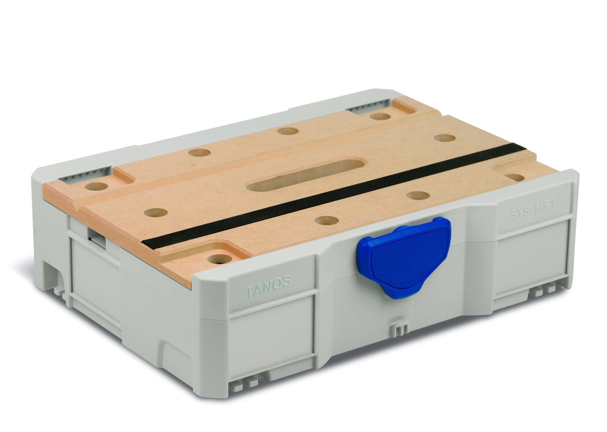 Tanos Werkzeugbox TANOS Multifunktionstisch "SYS-MFT" lichtgrau (T-Loc Verschluss blau HKS 43 K)