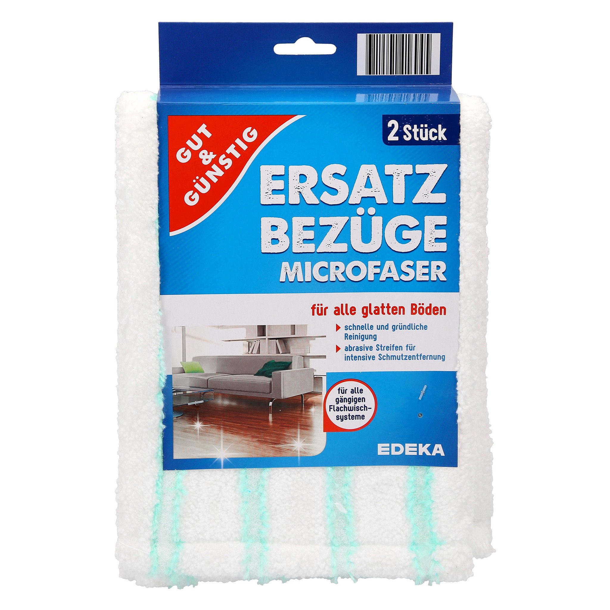 Gut & Günstig Ersatzbezüge Microfaser 42 cm 2er Set Wischbezug (Streifenfarbe farblich sortiert, nicht wählbar – Abbildung Beispiel)