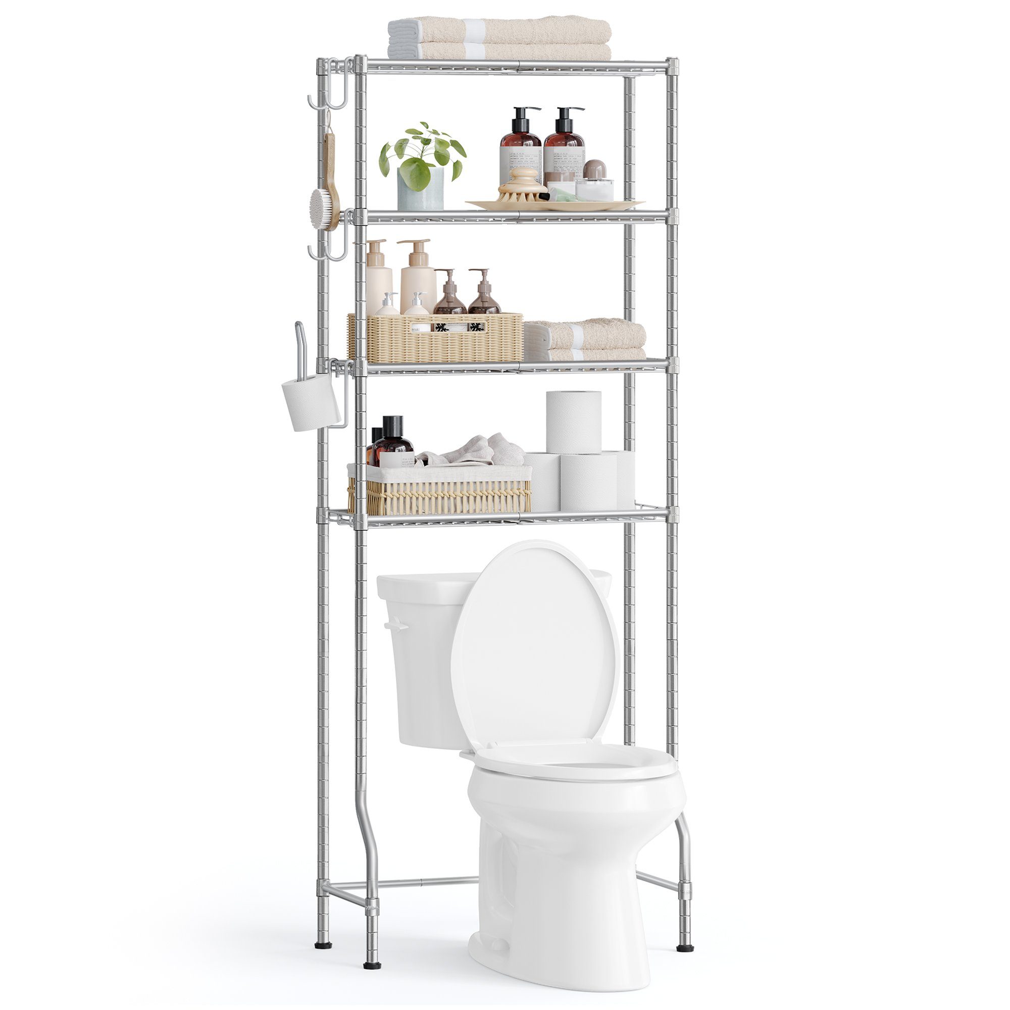 SONGMICS Badregal Badezimmerregal, 4-stöckiges Toilettenregal, verstellbare günstig online kaufen